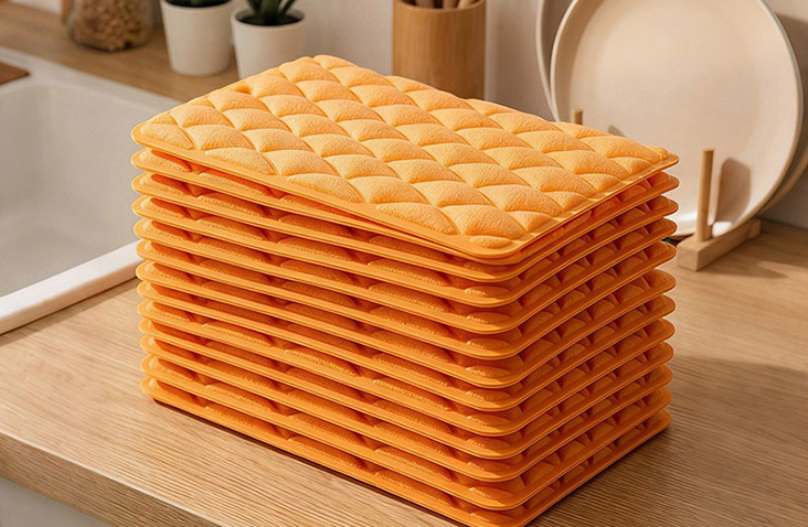 Dual-Sided Luffa Fiber + 22 Density Polyurethane Sponge Cleaning Cloth