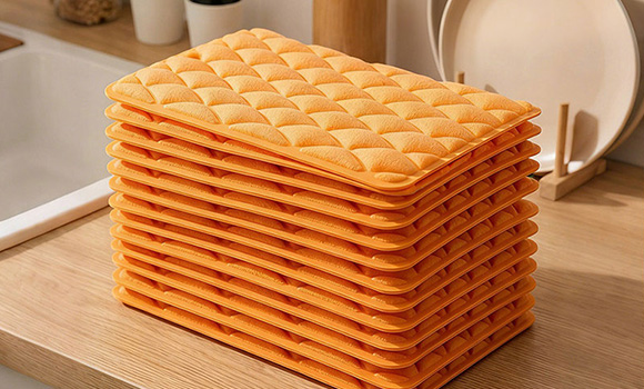 Dual-Sided Luffa Fiber + 22 Density Polyurethane Sponge Cleaning Cloth
