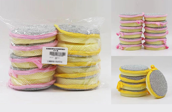 Dual-Sided Round Kitchen Scrub Sponges