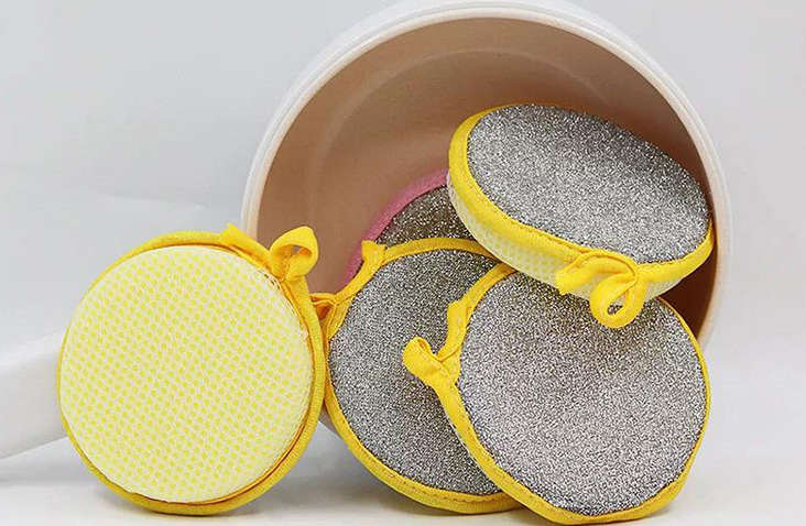 Dual-Sided Round Kitchen Scrub Sponges