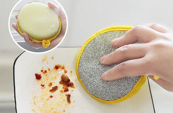 Dual-Sided Round Kitchen Scrub Sponges